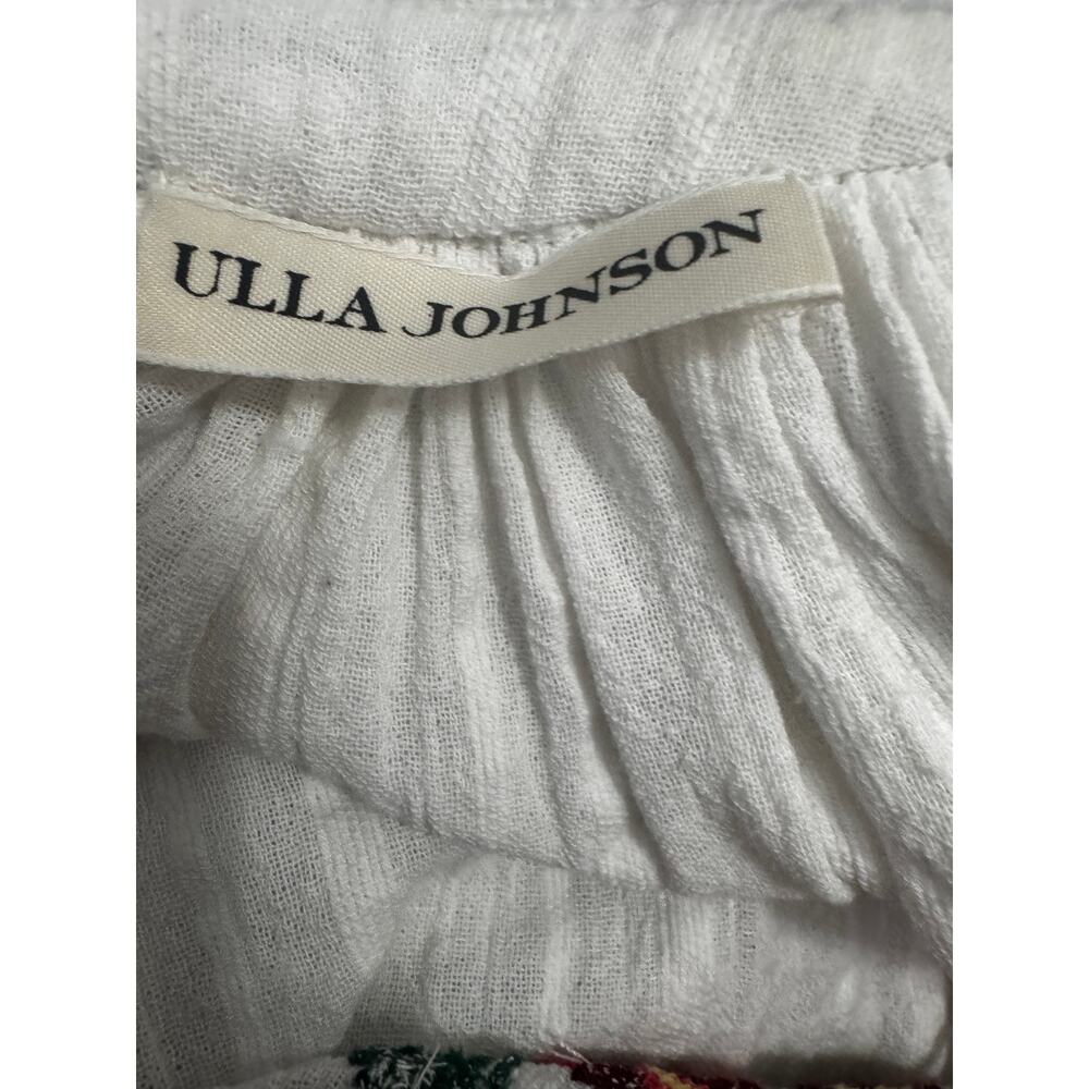 Ulla Johnson Devra White Floral Embroidered Peasant Blouse Tassel Tie Size 4 - Picture 5 of 7